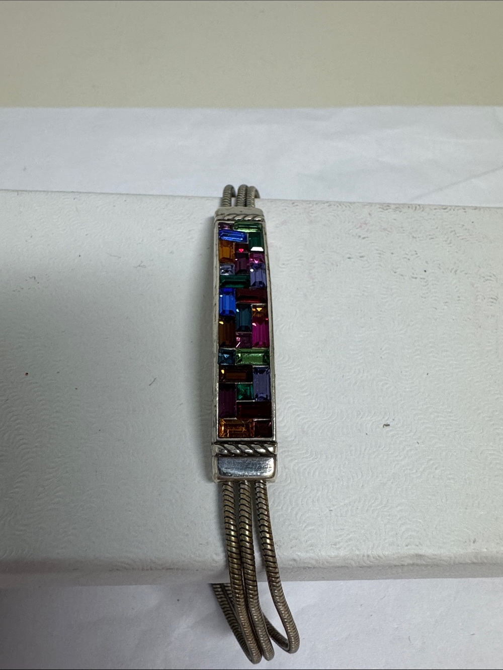 Brighton Multicolor Stone Inlay Silver Bracelet